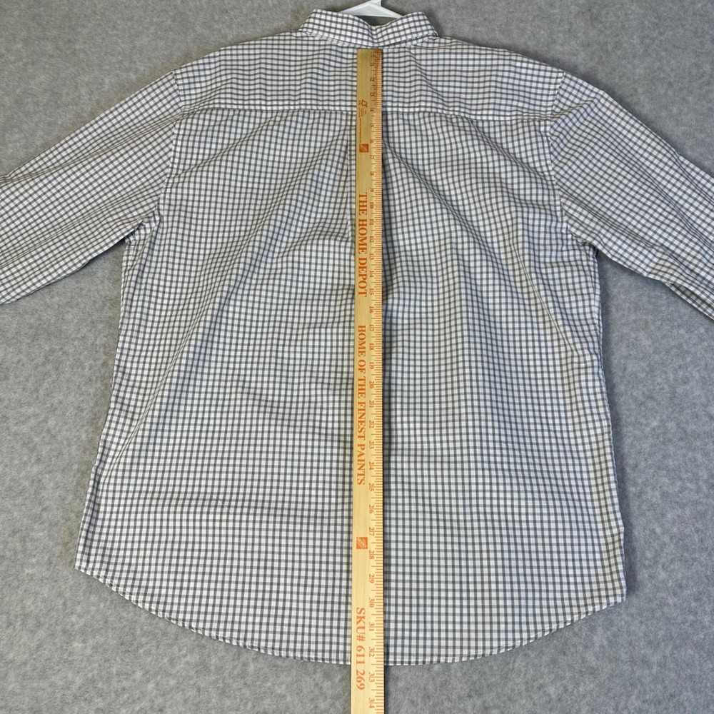Vantage Mens 2X Grey Gingham Long Sleeve Button Down Shirt Bird Logo Pocket - Picture 5 of 12